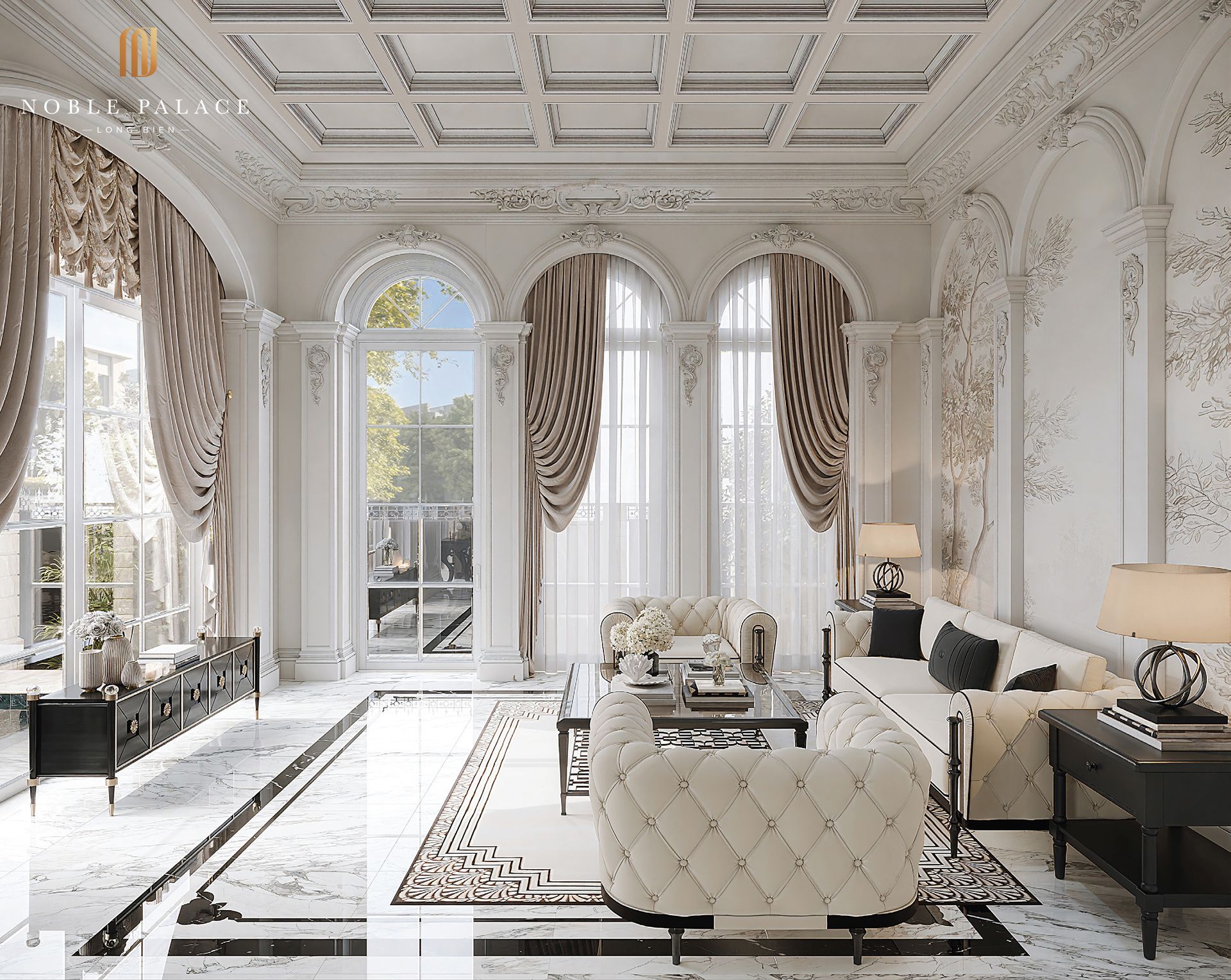 Thuê căn góc biệt thự song lập kiến trúc Châu Âu bể bơi riêng Artemis Noble Palace Long Biên